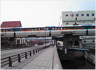 勝島橋から　東京モノレール大井競馬場前駅